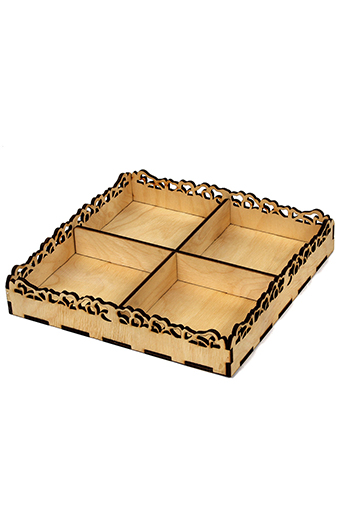 Подарочные Коробка деревянная 142/401-93 органайзер резной для орешков 4 деления- сердца от производителя
