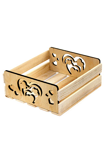 Подарочные Коробка деревянная 125/408-93 лоток прямоуг. с резными ручками- сердца эйлера / ПОД ЗАКАЗ от производителя