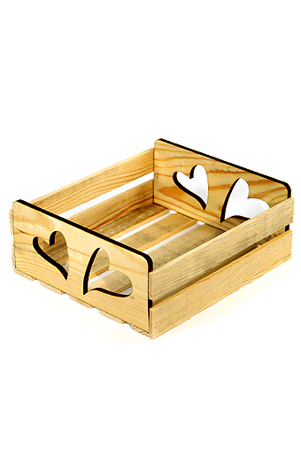 Подарочные Коробка деревянная 125/407-93 лоток прямоуг. с резными ручками- 2 сердца / ПОД ЗАКАЗ от производителя