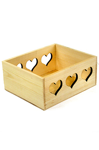 Подарочные Коробка деревянная 130/401 прямоуг. гор. с резными боковинами- 6 сердец от производителя