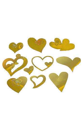 Аксессуар для декора 23/01-75 набор из 9 сердец голограф. золотых