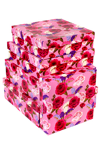 Коробка карт. 050/390 наб. из 5 квадратов- розы с сухоцветами