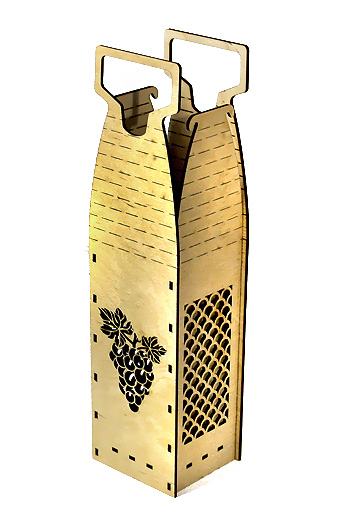 Коробка деревянная 705/93 под бутылку резная- виноград
